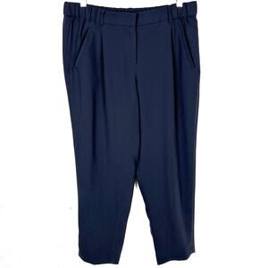 Armani Exchange Womens High Waist Cropped Single Pleat Pants Navy Blue Size 8